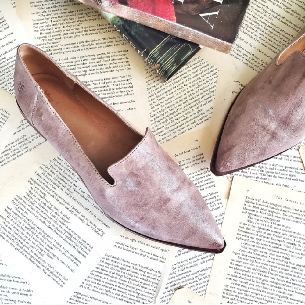 FRYE Kenzie Pointed Toe Leather Loafer Flats